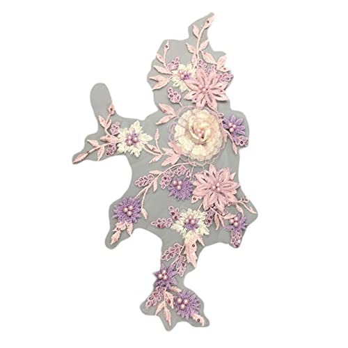 HUIFACAI 1 x 3D-Perlen-Blumen-Spitzen-Kragen-Applikation, Stickerei, Ausschnitt, Nähen, Kleid, Bekleidungszubehör von HUIFACAI