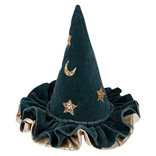 HUIFACAI Zaubererhut Stern Mond Blau Halloween Hexenhut Kostüm Hut Weihnachten von HUIFACAI