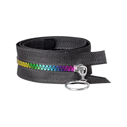 HUIJIQX 2 Stück 5# bunter Regenbogenharz-Reißverschluss, herzförmige Zähne, geschlossenes Ende, Reißverschluss, DIY, Kleidung, Daunenjacke, Rucksack, langer Reißverschluss, Reparaturzubehör (schwarz, von HUIJIQX