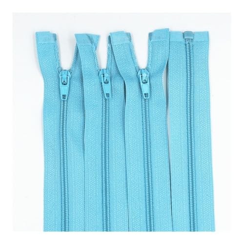 HUIJIQX Nylon-Reißverschlüsse, 20 cm - 60 cm, 3# Öffnung, Nylon, Schwanz, Harz, geeignet für Kleidung (Seeblau, 60 cm, 100 Stück) von HUIJIQX