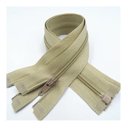 HUIJIQX Nylon-Reißverschluss, Kunstharz, offenes Ende, geeignet für Kleidungsnähprozess (20 Farben) (Khaki, 25 cm, 5 Stück) von HUIJIQX