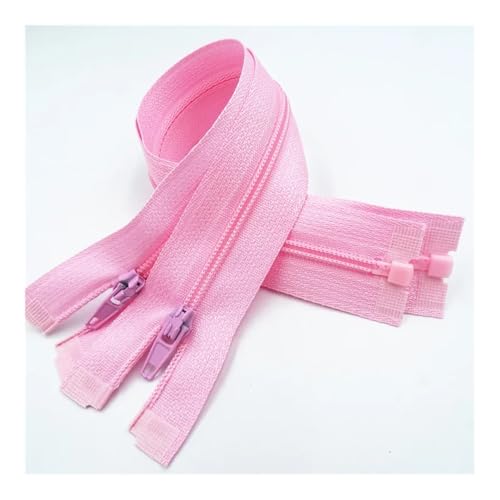 HUIJIQX Nylon-Reißverschluss, Kunstharz, offenes Ende, geeignet für Kleidungsnähprozess (20 Farben) (Rosa, 25 cm, 5 Stück) von HUIJIQX