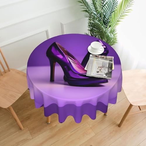 HUIKGIER Elegante violette High Heels mit Lippenstift-Druck, runde Tische, knitterfrei, ölbeständig, Heimdekoration, Partys, Essen, Outdoor-Funktionen von HUIKGIER