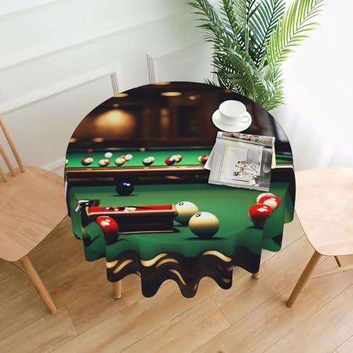 HUIKGIER Runde Tische mit Billard-Druck, knitterfrei, ölbeständig, Heimdekoration, Partys, Essen, Outdoor-Funktionen von HUIKGIER