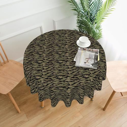 HUIKGIER Runde Tische mit Tigerstreifen, Camouflage-Druck, knitterfrei, ölbeständig, Heimdekoration, Partys, Essen, Outdoor-Funktionen von HUIKGIER