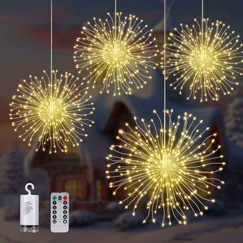 HUIKUANGEU Feuerwerk Lichter,Feuerwerk Lichterkette,Weihnachtsbeleuchtung,Weihnachtslicht,Feuerwerk Lichter mit Fernbedienung,Lichterkette Feuerwerk,für Weihnachten Außen Innen Party Hochzeit von HUIKUANGEU