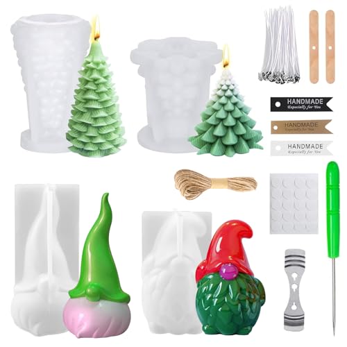 Silikonformen Gießformen,4 Stück Silikonform Weihnachten,Kerzenform Silikon,Weihnachten Kerzenform,DIY Kerzen Formen Silikon,für DIY Duftkerze Weihnachten Handwerk Ornamente von HUIKUANGEU