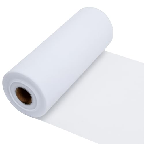 HULAGU 92m x 32cm Tüllstoff Weiß Tüll Rolle Polyester Tüll Stoff Dekostoff Tüllband für DIY Tutu Rock Handwerk Geschenk Verpackung Party Hochzeit Tisch Dekoration von HULAGU