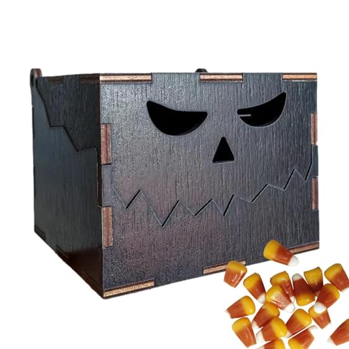 HUNJHYC Halloween-Boxen für Süßigkeiten,Halloween-Leckerei-Boxen - Kreative Holzkiste für Süßes oder Saures,Leckerli-Boxen für Halloween, Süßigkeiten-Leckerei-Boxen für Süßes oder Saures an Halloween von HUNJHYC