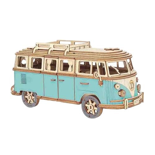 Holzbus-Puzzle für Busse | Holzbausatz für Busspielzeug | 3D-Holzpuzzles Modell Touristenbus Spielzeug | Handwerkliches Tourbus-Puzzle aus Holz, zum Zusammenbauen, m von HUNJHYC