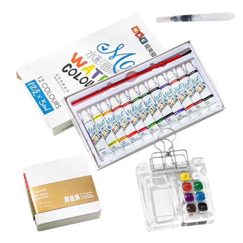 Taschen-Künstler-Aquarell-Set, Aquarellfarben-Set im Taschenformat - Aquarell Reiseset | Acryl-Aquarellpalette, tragbares Aquarell-Reiseset, lustige tragbare Künstlerbedarfsartikel für Männer und von HUNJHYC