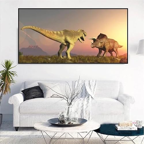 HUNNY Dekorative Bilder Wohnzimmer Wandbilder Wohnzimmer Groß Bild Gross Wohnzimmer Uralter wilder Dinosaurier Wandbild Kunstdruck Poster Wasserfestes Leinwandgemälde Wohnzimmer Dekor Wohndekoration von HUNNY