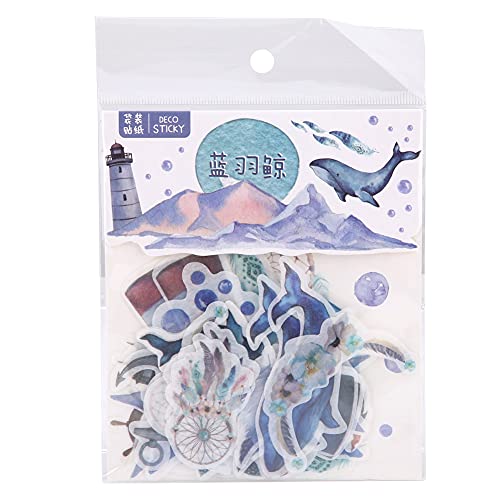 HUONIU 40 Teile/satz DIY Tagebuch Aufkleber Handbuch Dekoration Etikett Scrapbooking Aufkleber Zubehör (Blue feather whale B09109) von HUONIU