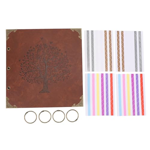 HUONIU Fotoalbum Scrapbook DIY Scrapbooking-Alben mit Fotoeckenaufkleber PU-Ledereinband 4 Eisenrahmenbinder Bilderkabinenalbum 10 * 10 Zoll 50-seitiges Fotoalbum für (Tree Pattern) von HUONIU