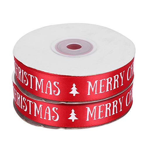 HUONIU Satin-Satinband für Weihnachtsverpackungen, 2 Rollen Polyester, Weihnachtsdekorationen von HUONIU