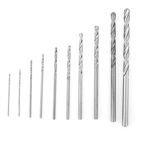 HUONIU Set mit 10 HSS-Stahl-Spiralbohrern 0,5–3 mm mit geradem Bohrfutter, langlebige Bohrer von HUONIU