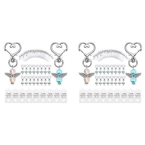 HUPYOMLER 80 Sets Perlenengel mit Herz-Form-Schlüsselanhänger, Hochzeitsgeschenk-Set, inklusive Engel-Perlen-Schlüsselanhänger, Organza-Geschenktüten und mehr von HUPYOMLER
