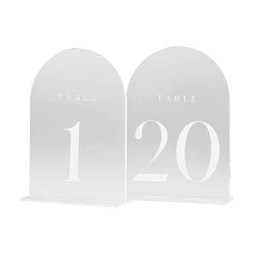 HUPYOMLER Tischnummern für Hochzeit, Acryl, mattiert, 12,7 x 17,8 cm, mattierter Bogen, Acryl-Tischschilder, perfekt für Tischdekoration, 20 Stück von HUPYOMLER
