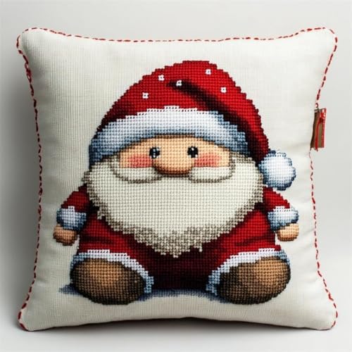 Kreuzstich Kissen Kits Für Erwachsene Kinder Anfänger Weihnachten Gnome Advanced Kissenbezug Kissenbezug Teppich 45x45 DIY Handarbeit Stickerei Kits Handgemachtes Set Handwerk Sofa Wohnkultur, Single von HURCP