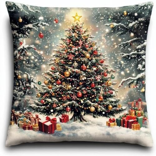 Kreuzstich Kissen Kits Für Erwachsene Kinder Anfänger Weihnachtsbaum Stern Advanced Kissenbezug Kissenbezug Teppich 45x45 DIY Handarbeit Stickerei Kits Handgemachtes Set Handwerk Sofa Wohnkultur, Sing von HURCP