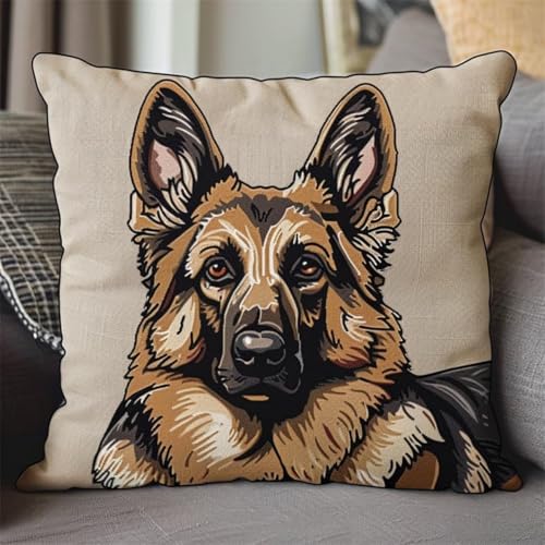 Kreuzstich Kissen Kits für Erwachsene Kinder Anfänger Deutscher Schäferhund Advanced Kissenbezug Kissenbezug Teppich 45x45 DIY Handarbeit Stickerei Kits Handgefertigtes Set Handwerk Sofa Wohnkultur, S von HURCP