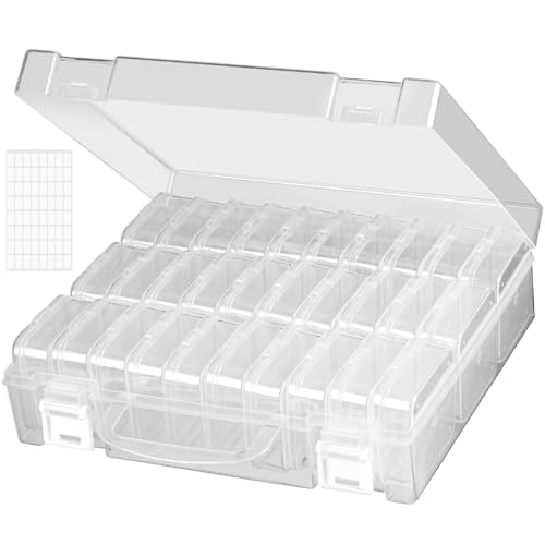 Diamond Painting Aufbewahrungsbox für Perlen, Diamond Painting Zubehör Aufbewahrung Boxen, 30 Fächer Diamond Painting Box Perlen Aufbewahrungsbox Organizer mit Aufkleber für Steine Samen (1 Stück) von HUSAFTENG