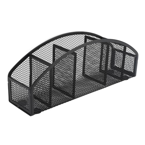 HUSHUI Metall -Mesh -Stifthalter, 5 Kompartimente Kurve Bleistiftspeicherorganisator, Schwarz, Geeignet für die Organisation für Home Office School, Compact Design Speichert den von HUSHUI