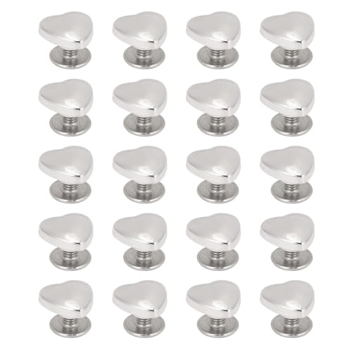 Hushui 20pcs 14mm Herznieten Kreuzungsschraube Dekorative Liebe Nieten Leder -Bolzen Kit für Gürtelbeutel Hüte Schuhe (Silber) von HUSHUI