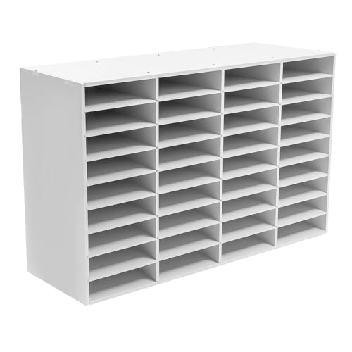 HUSPOO 36 FächerBriefablage A4 Stapelbar, Dokumentenablage 4x9 Fächer Briefablage, 100x30x61cm, PVC Literatur Organizer, Ablagesystem Desktop Aktenhalter Zu Hause, Büro, Klassenzimmer (Weiß) von HUSPOO