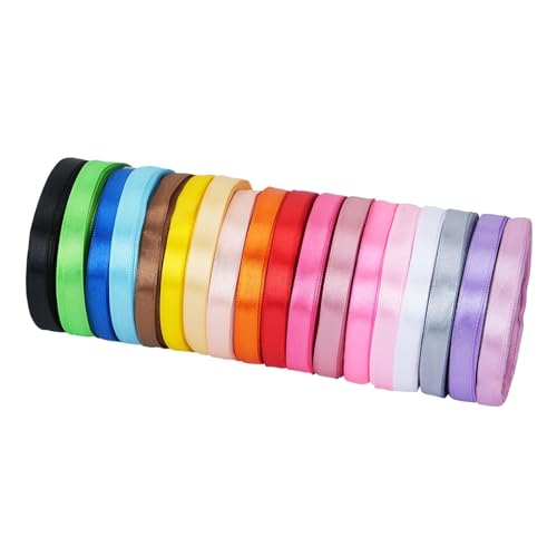 HUSZZM Geschenkband 18 Farben 10 mm x 22 m Satinband Schleifenband Geschenkband Stoff Seidenbänder Seidenband Stoffband Satinbänder für Hochzeit Dekoration Geschenkverpackungen Basteln Party von HUSZZM