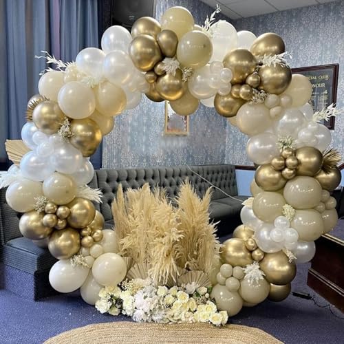 HUSZZM Luftballon Girlande 185pcs Beige Goldener Luftballons Geburtstag für Luftballons Hochzeit Boho Hochzeit Abschlussfeier Jubiläum Baby Shower von HUSZZM