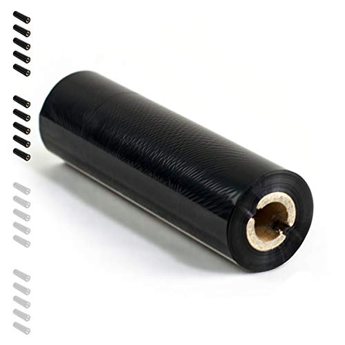 10 Rollen - Thermotransferfolie mit NUT 1/2 Zoll (ca. 13mm) HARZ Premium Qual: 318 | 110mm x 74m (Breite x Länge) | Farbe: schwarz | Thermotransfer Farbband für Desktopdrucker | HUTNER von HUTNER