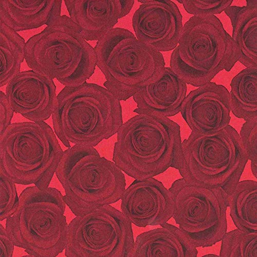 FSC Recycling Blumenpapier Rosen schwarz rot 50 cm x 300 m | 40 g/m² Seidenpapier | Blumen verpacken | HUTNER von HUTNER