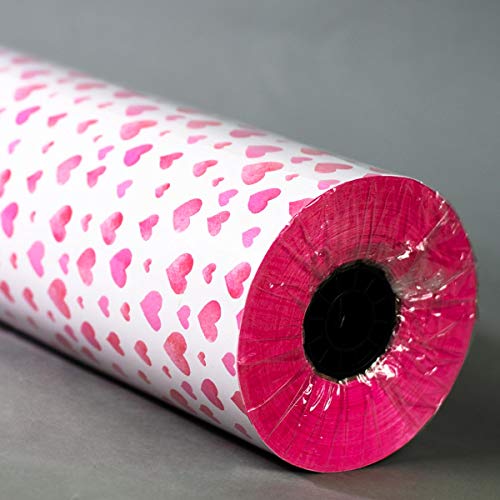 FSC große Rolle Geschenkpapier Herzen Pink/weiss | Rücken pink 50 cm x 175 m | 80 g/m² Secare Rolle | HUTNER von HUTNER