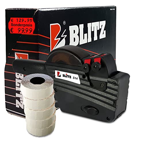 Preisauszeichner Set Blitz S14 inkl. 5 Rollen 26x16 Preisetiketten - leucht-rot permanent | Aufdruck: Sonderpreis mittig | HUTNER von HUTNER