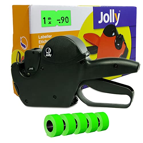 Preisauszeichner Set Jolly H6 inkl. 5 Rollen 21x12RE Preisetiketten - leucht-grün permanent | Auszeichner Jolly | HUTNER von HUTNER
