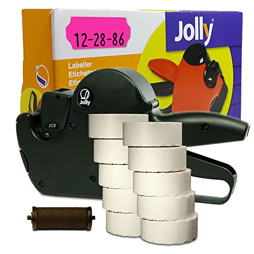 Preisauszeichner Set Jolly C8 inkl. 10 Rollen 26x12 Preisetiketten - leucht-pink permanent + 1 Farbrolle | MHD Datumsauszeichner | HUTNER von HUTNER