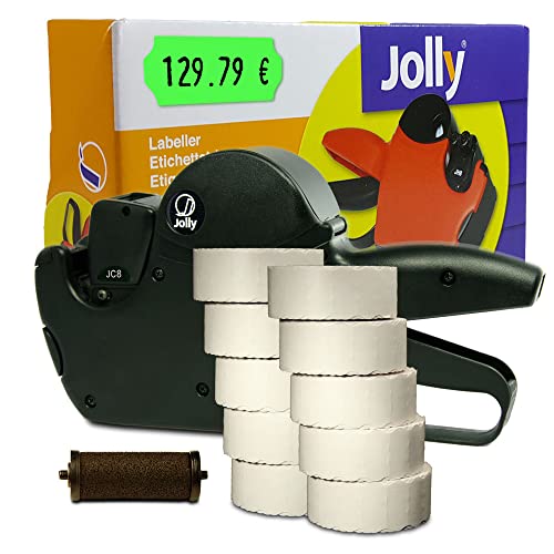 Preisauszeichner Set Jolly C8 inkl. 10 Rollen 26x12 Preisetiketten - leucht-grün permanent + 1 Farbrolle | MHD Datumsauszeichner | HUTNER von HUTNER