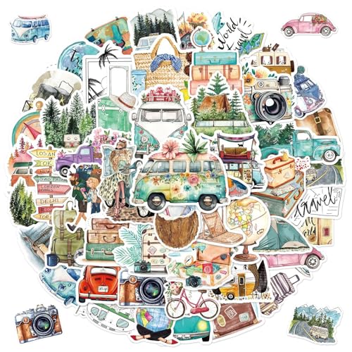 HUTRADE 50 piece Travel Stickers Set, einfach zu verwenden und langlebig, perfekt für Laptops, Handyhüllen, Scrapbooking-Aufkleber, Fotoalbum-Aufkleber von HUTRADE