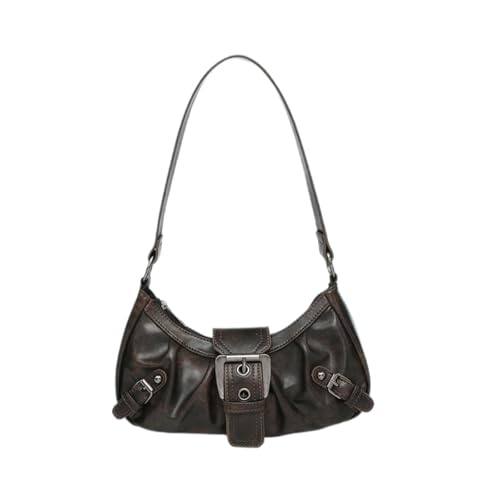 Halbmond-Tasche Für Frauen Frauen Umhängetasche PU Leder Halbmond Tasche Plissee Unterarm Geldbörse Magnetverschluss Zipper Clutch Geldbörse Reise Pendler Tasche Für Tägliche Reisen, Partys(Coffee) von HUWOYG