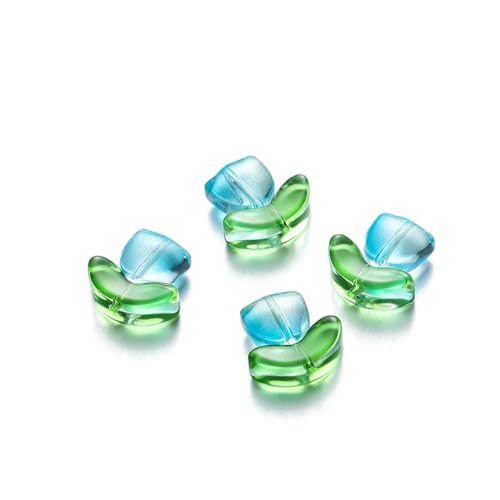 10/20 Set Tulpenblumen-Lampwork-Perlen, mehrfarbige Flora-Perlen aus Glas, mehrfarbige lose Perlen für DIY-Armbänder, Schmuckherstellung, flach, blau, 10 Sets von HUYTUY