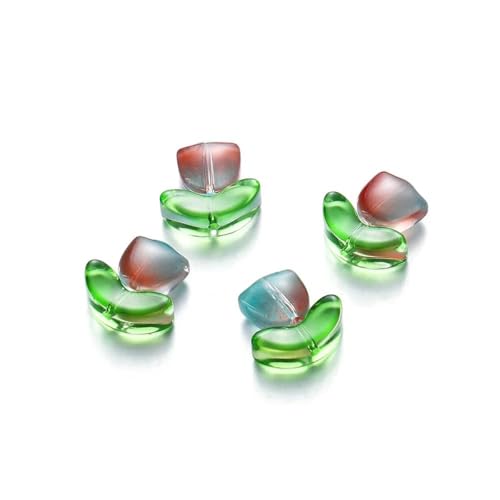 10/20 Set Tulpenblumen Lampwork-Perlen, mehrfarbige Flora-Perlen aus Glas, mehrfarbige lose Perlen für die Herstellung von DIY-Armbändern und Schmuck, Rot/Blau, 10 Sets von HUYTUY