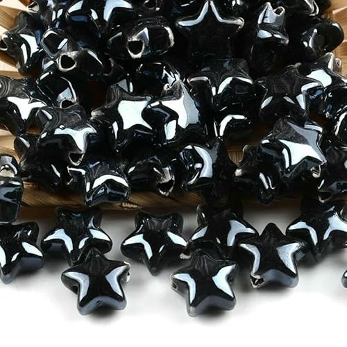 10 Stück 14,0 mm bunte Sternperlen Keramikperlen zur Herstellung von Schmuck Porzellan-Abstandsperlen Armband Halskette Charms DIY Zubehör-17-10 Stück von HUYTUY