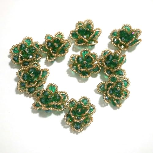 10 teil/los Strass Perlen Patches für kleidung DIY Nähen auf Blume abzeichen floral Applique parches bordados para-FL-157-7green von HUYTUY