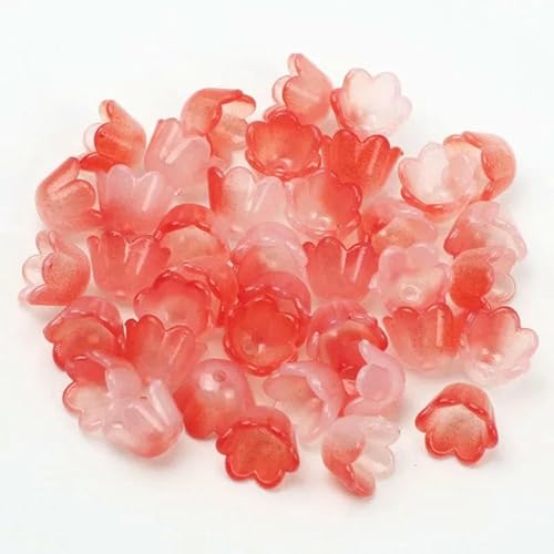 100 Stück 7 x 10 mm bunte Blumen-Acrylperlen, Charms, Perlenkappen, lose Abstandshalter zur Schmuckherstellung, DIY-Armband, Halskettenzubehör, 3–100 Stück von HUYTUY