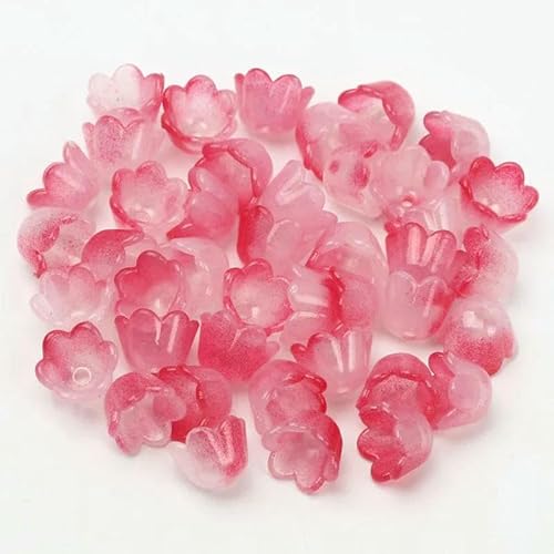 100 Stück 7 x 10 mm bunte Blumen-Acrylperlen, Charms, Perlenkappen, lose Abstandshalter zur Schmuckherstellung, DIY-Armband, Halskettenzubehör, 4–100 Stück von HUYTUY