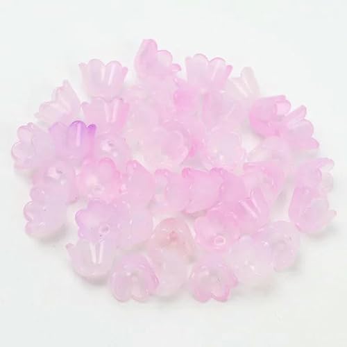 100 Stück 7 x 10 mm bunte Blumen-Acrylperlen, Charms, Perlenkappen, lose Abstandshalter zur Schmuckherstellung, DIY-Armband, Halskettenzubehör, 5–100 Stück von HUYTUY