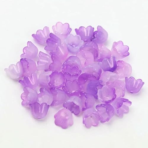 100 Stück 7 x 10 mm bunte Blumen-Acrylperlen, Charms, Perlenkappen, lose Abstandshalter zur Schmuckherstellung, DIY-Armband, Halskettenzubehör, 8-100 Stück von HUYTUY