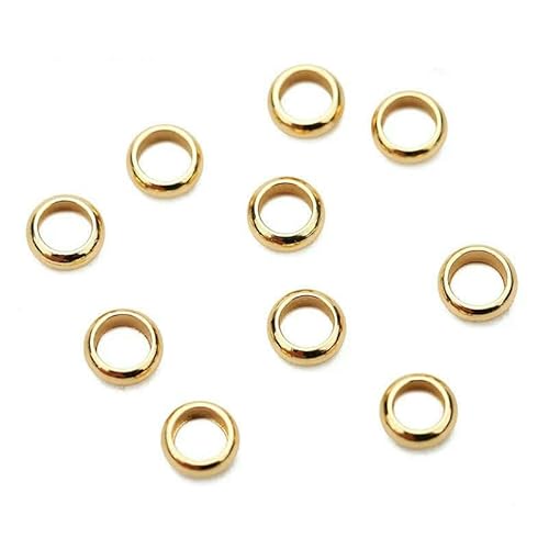 100 Stück Edelstahl-End-Quetschperlen-Abdeckungen 2 3 4 5 mm goldene Farbe Rohrstopper Abstandshalter Perlen für DIY Armband Schmuckherstellung-Gold_a von HUYTUY