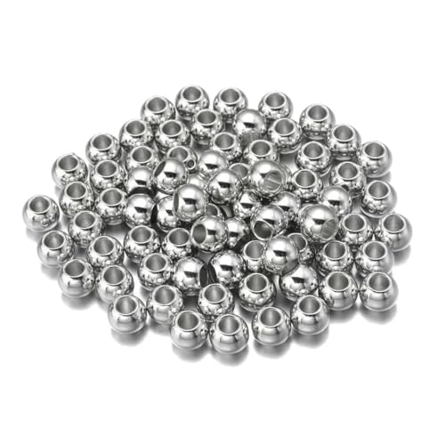 20–100 Stück/Los 4 6 8 10 12 14 mm CCB-Abstandsperlen, goldfarben, große Perlen mit großem Loch zur DIY-Schmuckherstellung (nicht aus Metall) F1497A-Rhodium-12 mm, 50 Stück von HUYTUY